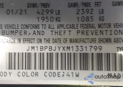 2021 Mazda Mazda3 2.5 Turbo из США, поврежденный, VIN JM1BPBJYXM1331799